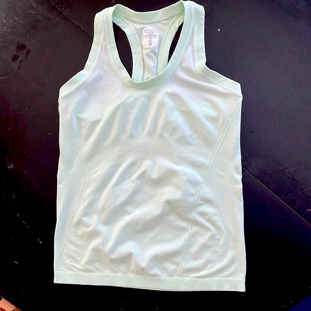 Athleta tank top. Size Medium. Light mint green. Lightly worn. 100% nylon